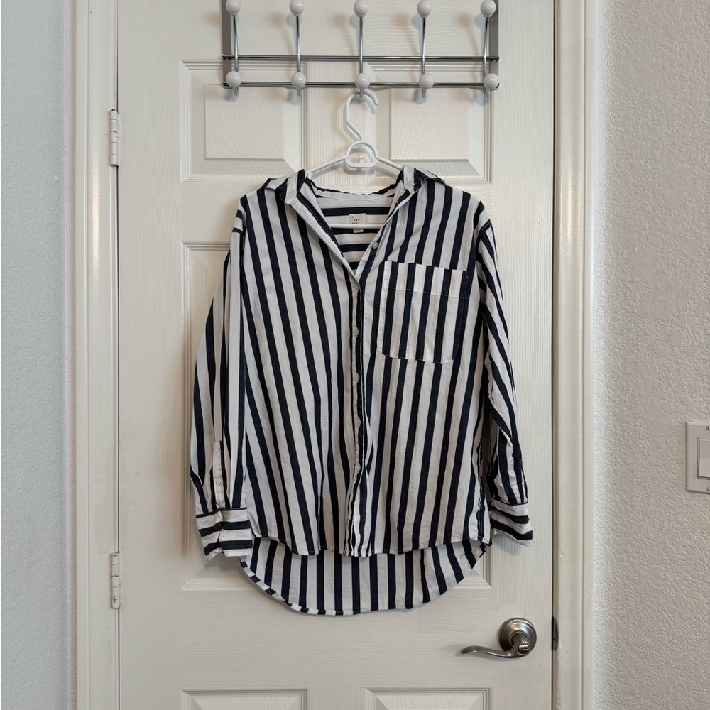 A New Day Navy and White Striped Shirt